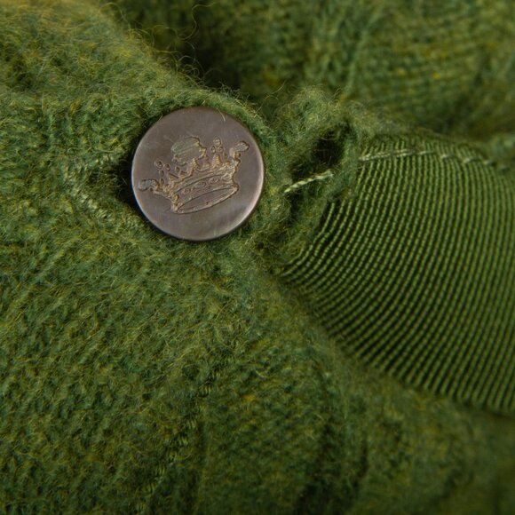 J. Crew Green Cashmere Blend Cable Knit Cardigan Sweater - Size Medium - Picture 7 of 8